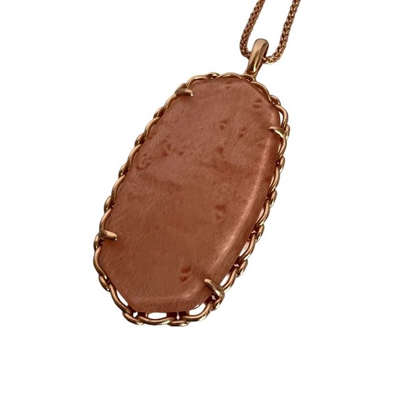 NWT Kendra Scott Macramé Reid Statement Necklace in Blush Wood 14k Rose … - Picture 14 of 15